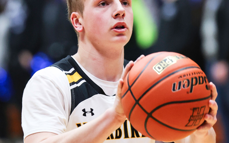Wolsey-Wessington senior Clay Kahre during basketball action at the Huron Arena last month. Kahre recently broke the school record for most 3-pointers in a game, hitting 10 against SBA on Jan. 27, 2026. (KRISTI HINE / TRUE DAKOTAN)