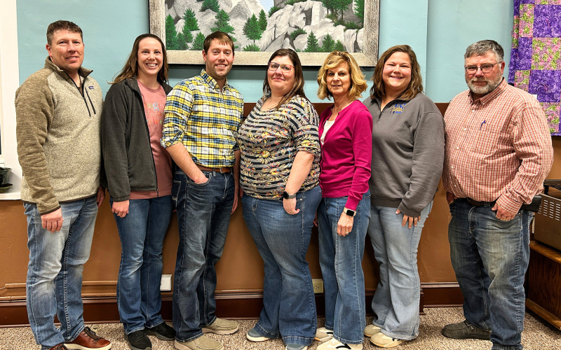 Members of the newly installed Wessington Springs Area Chamber and Development board are pictured above. Shown left to right are: Co-Chair Ryan Jensen, Event Coordinator Danielle Duxbury, Co-Chair Troy Duxbury, Treasurer/ Event Coordinator Katie Jackson, Industry/Community Relations Coordinator Kim Burg, Secretary/Event Coordinator Chelsea Cashman and Vice President Pat Fastnacht. (PHOTO COURTESY GWYNETH FASTNACHT)