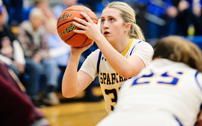 Kerstynn Heim during Region 2B action against De Smet. The Spartans battled through the final minute before falling 58-51.