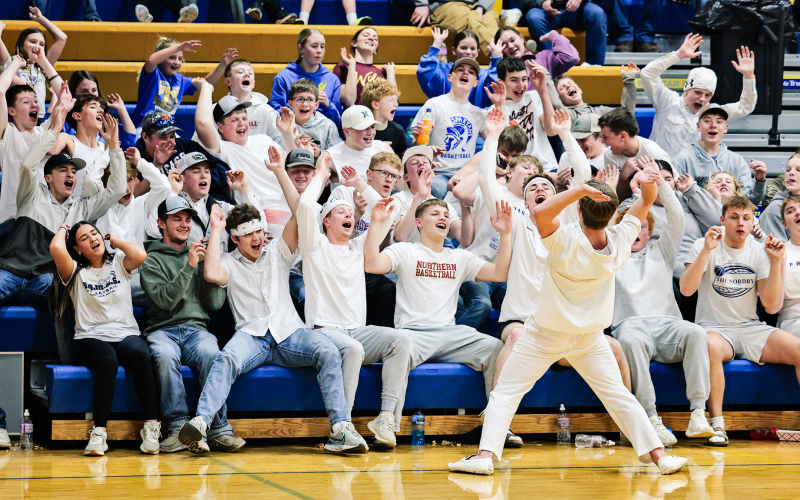 The Wessington Springs student section brings the energy, cheering on the Lady Spartans during their final game of the season.