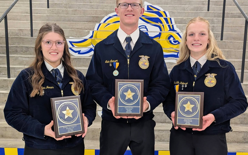 Mercedes Jones placed second in Specialty Crop Proficiency, Luke Larson was recognized in Fruit Production Proficiency and Ella Kolousek earned top honors in Goat Production Proficiency.