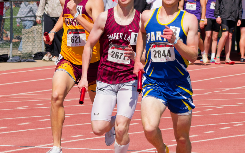 In the Boys Medley, Wes Molnar, Carson Finn, Will Grohs and Logan Mebius (pictured) took 6th with 3:46.49 at the Howard Wood Dakota Relays. (PHOTO COURTESY SDPB)