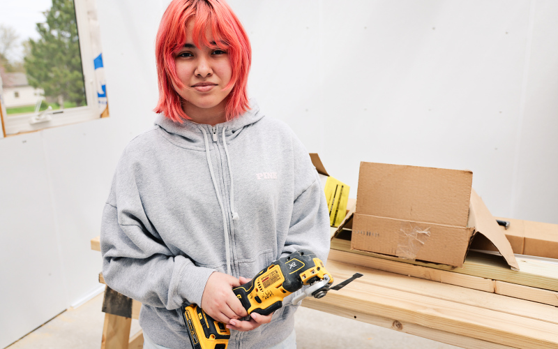 Avril Urena was among the students working on completing the greenhouse build at Wolsey_Wessington High School.