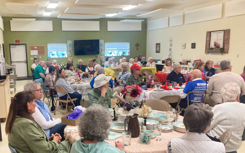 A full house gathers for the 13th annual Festival of Tables at the Wessington Springs Senior Center, where Katie Jones of Ranchy Stems served as featured speaker.