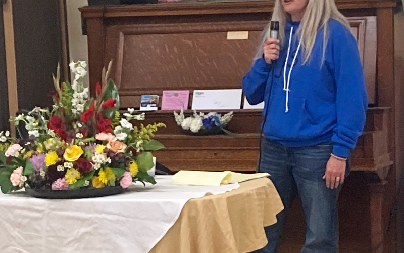 A full house gathers for the 13th annual Festival of Tables at the Wessington Springs Senior Center, where Katie Jones of Ranchy Stems served as featured speaker.