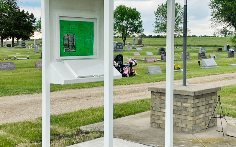 A new cemetery directory recently installed at Rest Haven Cemetery in Alpena provides visitors with an easy-to-use guide for locating gravesites. The project was funded through a grant from the Alpena Community Foundation and dedicated during Alpena's Memorial Day program on May 25. (PHOTO COURTESY ROB BARUTH)