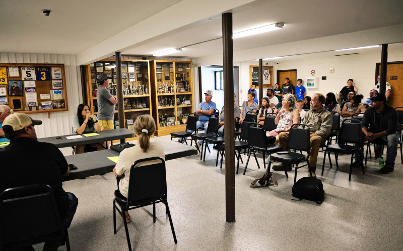 Jerauld County Sheriff Jason Weber discusses South Dakota laws governing motorized scooters during last week’s Alpena Town Board meeting, where residents gathered to learn more about safety concerns and regulations. (KRISTI HINE / TRUE DAKOTAN)