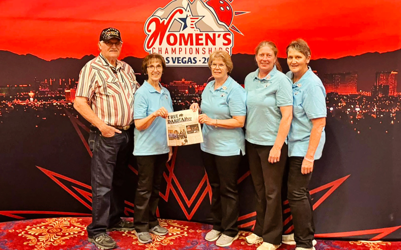 Lila Hoffman, Donna Wagner, Kendra Brandenburg and Gloria Vavra took the True Dakotan along as they competed in the USBC Women’s Bowling Championships in Las Vegas. The group, driven by Verle Hoffman (left), also made sightseeing stops at Canyonlands, Moab, Zion National Park and Valley of Fire.