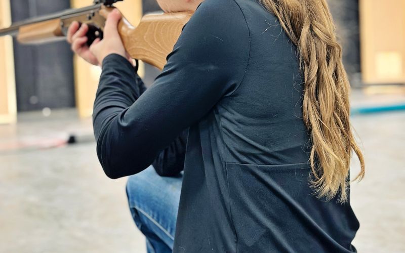 Toree Olinger competed in multiple events for Jerauld/Buffalo County at the South Dakota State Shooting Sports Competition. She earned a red ribbon in Junior Compound With Sight and a red ribbon in the Junior BB Gun competition.