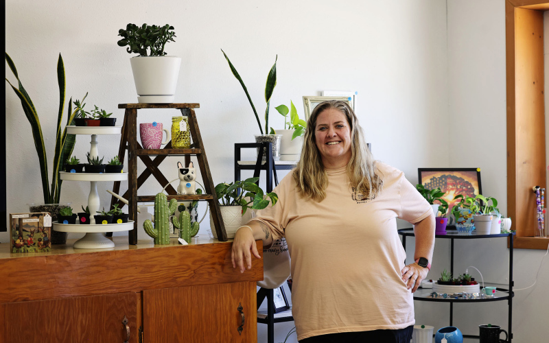 Desi French pictured in the newly opened Prairie Rose Market in Wolsey. (KRISTI HINE / TRUE DAKOTAN)