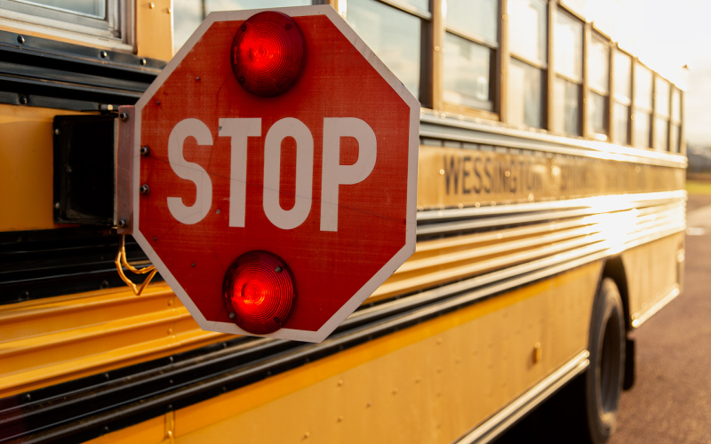 A school bus stop arm serves as an important reminder for motorists as students return to school. Drivers must stop when a bus has its red lights flashing and stop arm extended and remain stopped until the warning signals are turned off. (TRUE DAKOTAN FILE PHOTO)
