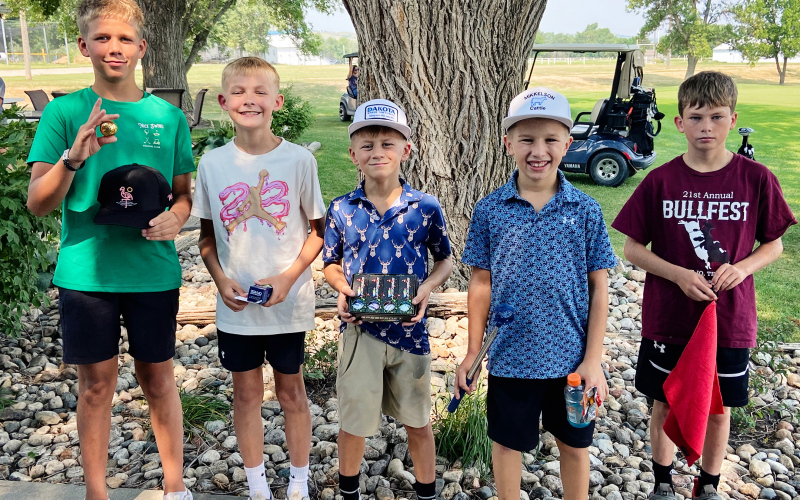 Blue Group golfers wrapped up the July Youth Golf Clinic at Springs Country Club with a tournament July 27. Jevon Kolousek placed first, followed by Holden Schelske, second; Jett Schley, third; Lincoln Mikkelson, fourth; and Kaddie Coleman, fifth.