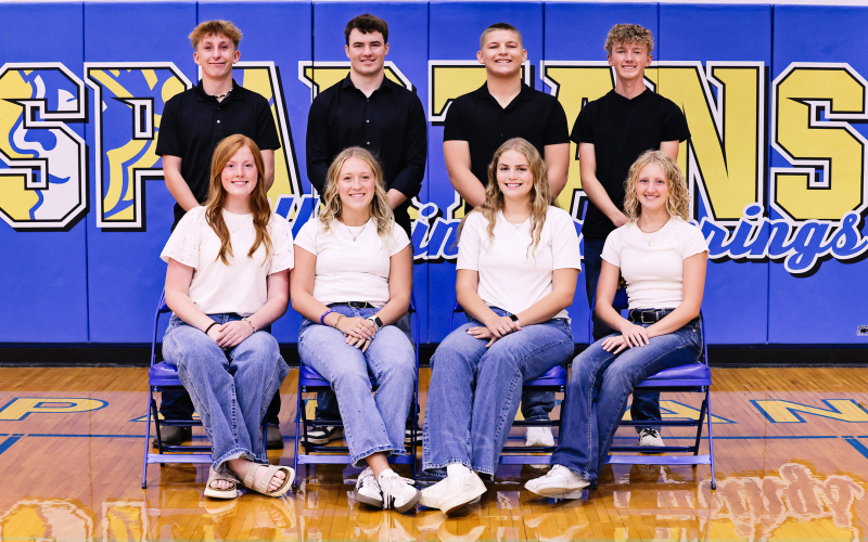 Wessington Springs will celebrate Homecoming Sept. 21-25. Queen candidates are Brooklyn Caffee, Kendall Kolousek, Kaitlyn Braun and Alexis Roesler. King candidates are Haiden Boschee, Nathan Gaikowski, Wesley Molnar and Tucker Thompson. (KRISTI HINE / TRUE DAKOTAN)