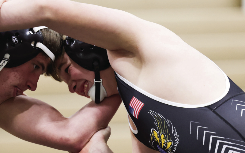 WS-W-WW wrestler Hayes Christensen is pictured during a dual with Faulkton held in Wolsey on Friday, January 9, 2026. More photos from the contest can be found in this print and e-edition on PAGE TEN (KRISTI HINE / TRUE DAKOTAN)