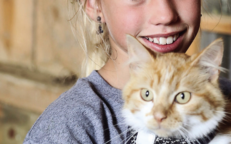 Crawleigh Reiner took a moment after showing her cat to smile for a photo.