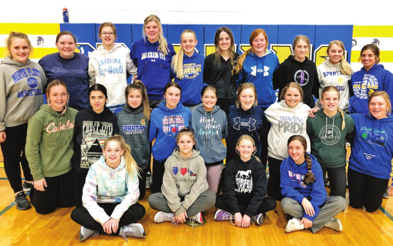 Back row left to right: Alicia Collins, Anna Arhart, Masynn Mebius, Avery Orth, Abby Kolousek, Patri Menendez, Brooklyn Caffee, Kerstynn Heim, Raylee Fagerhaug, Alyssa Grohs. Middle row left to right: Haeleigh Mulder, Carla Powell, Jada Kolousek, Ashlyn Weber, Kennedy Kolousek, Kendall Kolousek, Kaitlyn Braun, Ella Kolousek, Ella Fagerhaug. Front row left to right: Jewel McGeough, Areannah Miller, Alexis Roesler, Logan Mohling. COURTESY PHOTO