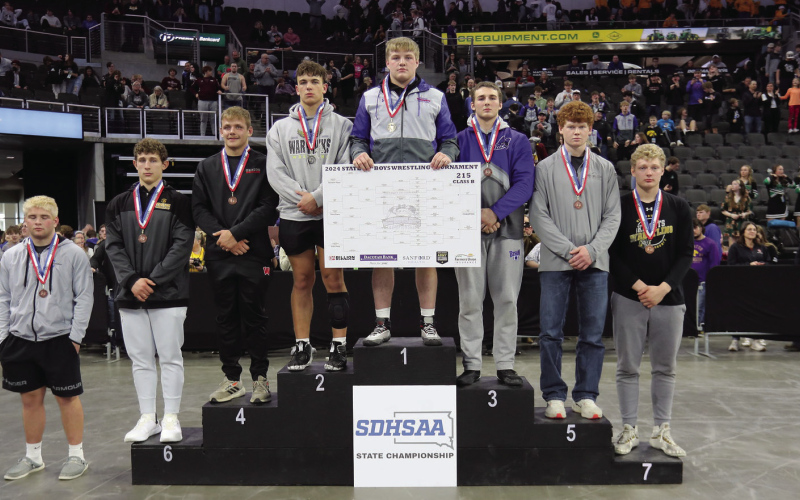 Wessington Springs High School junior Holden Havlik placed second in the 215 weight class at the State B 2024 Boys Wrestling Tournament.