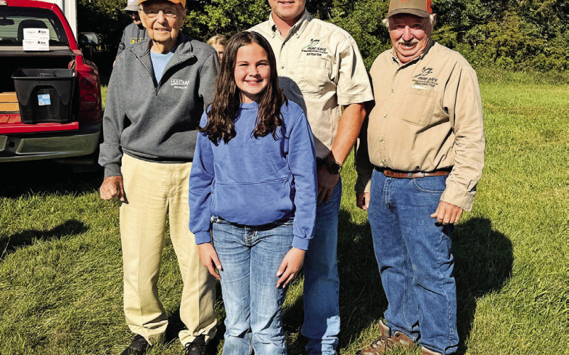 Four generations of hunter safety come together at the Jerauld County Trap Club. Pictured, from left, are Dayle Winter, Jason Weber, Steve Winter and, in front, Hadley Weber. (PHOTO COURTESY JERAULD COUNTY TRAP CLUB)