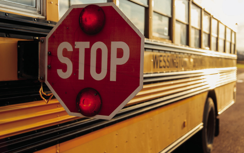 A school bus stop arm serves as an important reminder for motorists as students return to school. Drivers must stop when a bus has its red lights flashing and stop arm extended and remain stopped until the warning signals are turned off. (TRUE DAKOTAN FILE PHOTO)
