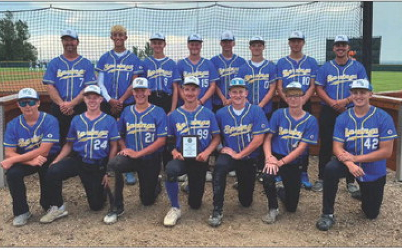 The Wessington Springs VFW Teeners display the Sportsmanship Award they earned at the South Dakota VFW State Tournament. (PHOTO COURTESY WS VFW TEENERS)
