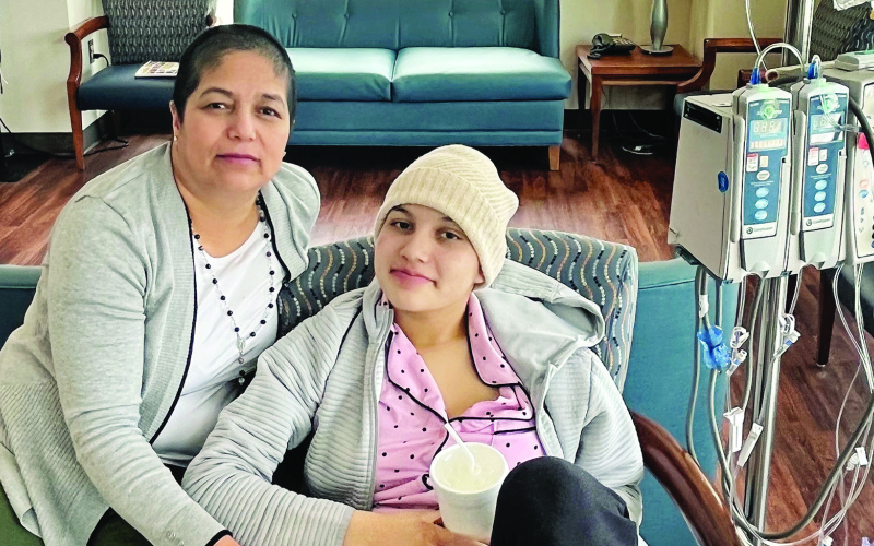 WSHS freshman Estrellita Cardona (pictured at right) is shown at Sanford Children’s Hospital with her mother Gladys. Estrellita was diagnosed with leukemia last month and is currently receiving treatment while residing at the hospital in Sioux Falls. PHOTO COURTESY CARDONA FAMILY