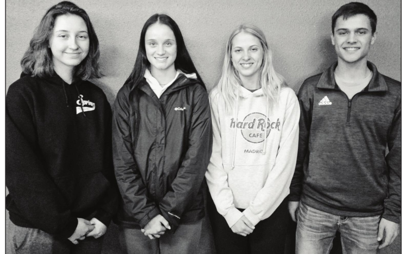 Four WSHS seniors presented at SACC last week. Shown left to right are: Kali Roduner, Kindra Wolter, Cheyenne Burg and Cade Mohling. PHOTO COURTESY BRENDA DEINES