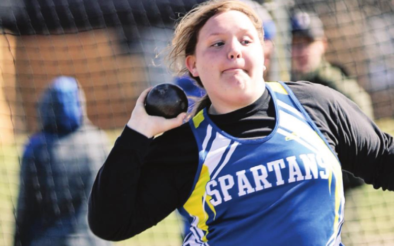 Anna Arhart was 2nd in shot put.