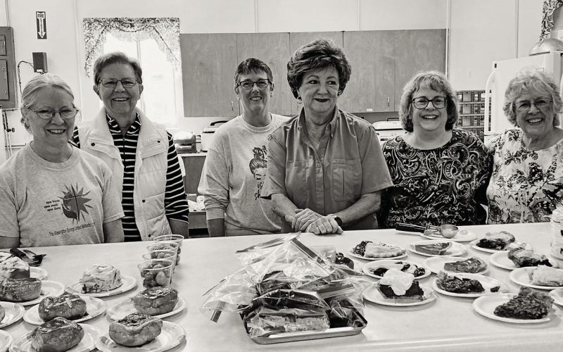 A lively, fully-staffed crew of volunteer help from the Wessington Springs United Methodist Church were on hand at the 33rd Annual Craft Fair Saturday, serving up breakfast lunch and treats at the Jerauld Co. 4-H Building as part of a WSUMC fundraiser. Among the many workers in attendance, shown left to right are: Gretchen Burnison, Julie Kaus, Ellen Powell, Cheryl Manthei, Lisa Edwards, Sandy Wenzel. DELIA ATKINSON / TRUE DAKOTAN