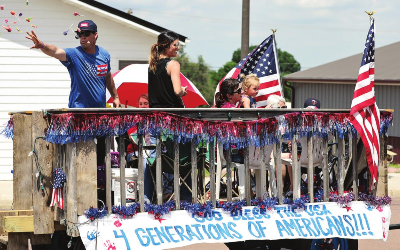 Taking home the overall prize in the parade, the Farm Bureau Four Generations Bergeleen Family float was fun, festive and patriotic.