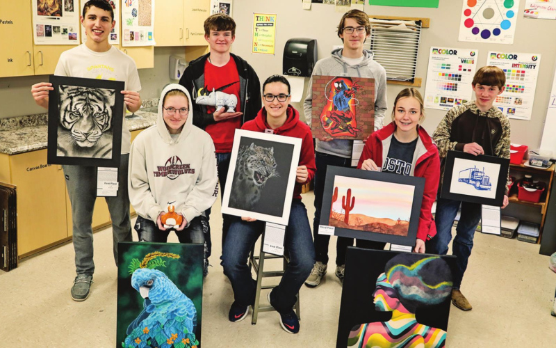 BACK ROW LEFT L TO R: Brock Krueger, Wynand Bothma, Jack Neely, Kordell Schafer. FRONT ROW: Faith Easter, Sarah Poncelow, Haeleigh Mulder.