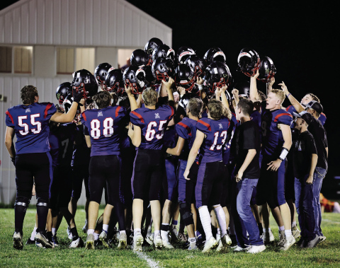 The Bucks celebrate a thrilling 13-6 homecoming win over Wagner.