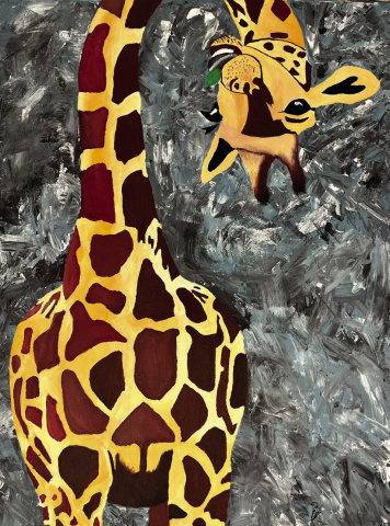 Marissa created her giraffe painting with acrylic paint.