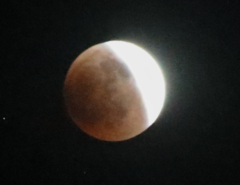 This series of photos shows the moon in various stages of the total lunar eclipse during the first blood moon of the year, in Wessington Springs, SD on May 15, 2022.