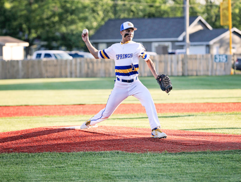 Cade Mohling on the mound during recent Legion Baseball action at Salem.