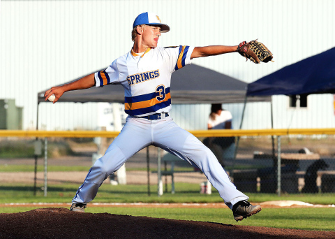 Blake Larson on the mound during tournament play over the weekend in Clark.