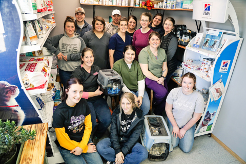 It was”all hands on deck” during WSHS student Harlee Heim’s cat spay/neuter clinic she organized as part of her senior project. Held at Prairie View Veterinary Clinic in Wessington Springs with surgeries and procedures performed by veterinary staff, the project’ spayed/neutered 50 feral and/or companion animal cats. Shown in the back row, left to right are: Vet Tech Rachael Martinmass, Vet Assistant Gavin Machtemes, Dr. Hailey Ehlers, Chris Heim, Dr. Casey Duxbury, Meggin Heim, Dr. Katie Hunsucker-Brown, Sh