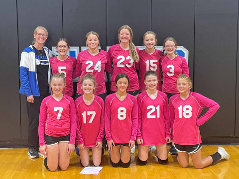 PHOTO COURTESY REGINA TEVELDAL On Saturday, October 21, the Junior High Spartans Volleyball team brought home first place at the Iroquois volleyball tournament. Shown left to right, back row are: Coach Sarah Larson, Kenzie Kolousek, McKynna Heim, Raygen Teveldal, Londyn Mikkelson, Madilyn Gaikowski. Front row: Tenley Olinger, Jalene Reiner, Brooke Mohling, Swayzee Dunsmore, Mika Hengtgen