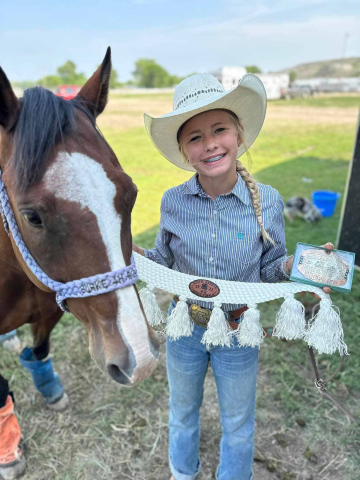 The 2023 South Dakota State 4-H Finals Rodeo took place in Fort Pierre Aug. 18-20. Eleven local contestants represented Jerauld/Buffalo 4-H. Among them were Ella Fagerhaug, Raylee Fagerhaug, Rylan Fagerhaug, Wyatt Fagerhaug, Hannah Heezen, Hastin Heezen, Kate Havlik, Londyn Mikkelson (pictured above), Sarah Poncelow, Selah Havlik and Jayla Schley. The youth competed in several different events over the three-day event. 