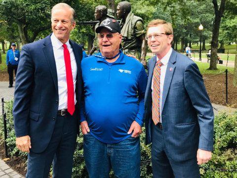 Sen John Thune (left) is shown in Washington DC with Wessington Springs Vietnam Veteran and recent Honor Flight participant Herman Eilers (center) and Rep. Dusty Johnson (right). PHOTO COURTESY HERMAN EILERS