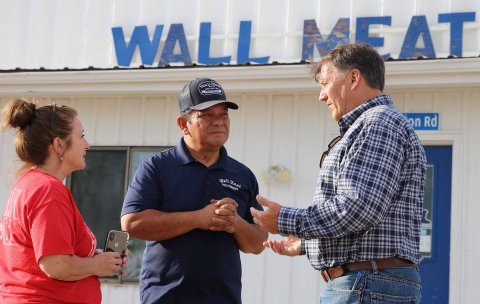 U.S. Sen. Mike Rounds, at right, met with Wall Meat Processing representatives during a recent visit to the plant. Rounds supports expansion of regional meat packing plants in the state. (PHOTO COURTESY SEN. MIKE ROUNDS)