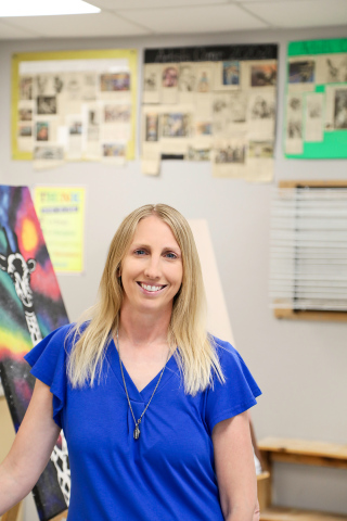 Alicia Roesler, 2024 Teacher of the Year is shown in the art room at Wessington Springs High School.