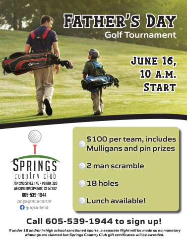 Springs Country Club Annual Father's Day Tournament is Sunday, June 16