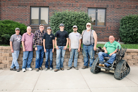 Youth Conservation Camp attendees are shown with members of sponsoring organizations. Shown left to right are: Tom Mebius, Ducks Unlimited; Darrell Deneke, Jerauld County Game and Fish Club; Lynn Horsely, Jerauld County Conservation District; Campers Rylan Fagerhaug, Eli Fry, Lucas Christensen; Brian Wetzel, Jerauld County Game and Fish Club; Josh Luckett, Ducks Unlimited. KRISTI HINE / TRUE DAKOTAN