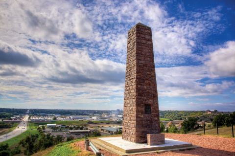 The Pioneer Memorial stands above Cliff Avenue in Sioux Falls. PHOTO BY CHRISTIAN BEGEMAN