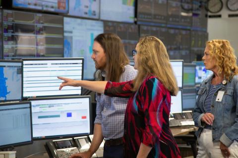 Kristi Fiegen (center), chair of the South Dakota Public Utilities Commission, tours Basin Electric Power Cooperative headquarters in Bismarck, N.D. on June 19, 2024. PHOTO: COURTESY OF SPP