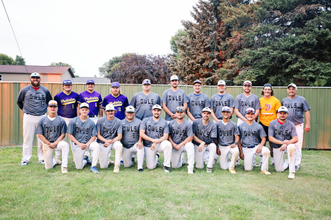 Shown after round one victory at the Class B Amateur Baseball State Tournament are, left to right, back row: Trevor Kennobie, three pick up players from Plankinton, Parker DeJean, Mason Schelske, Isaac Kolousek, Landon Cleveland, Camden Jost, Tyson Lein, Joe Butterfield. Front row, left to right: Blake Larson, Dylan Schimke, Clay Olinger, Coy Fastnacht, Dalton Mogck, Lucas VanEnglenburg, Terrek Butterfiled, Cade Mohling, Cale Mohling, Drew Olinger.  