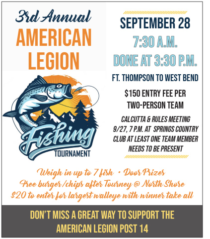 American Legion Fishing Tournament Set for Saturday