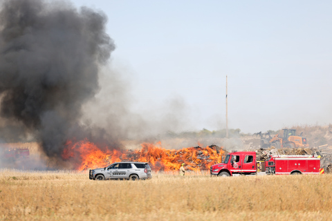 Wessington Springs Fire Department and Jerauld County Sheriff’s deputies  responded to a fire at the Wessington Springs Restricted Rubble Site north of town on Friday afternoon.