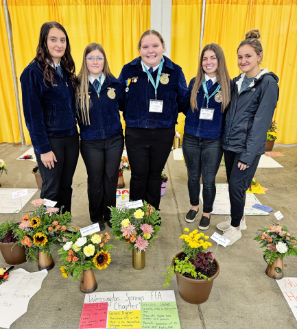 Wessington Springs FFA Floriculture team made up of Carissa Scheel, Mercedes Jones, Anna Arhart, Alyssa Grohs and Mariah Messmer earned the right to compete at the FFA National Convention held in Indianapolis, IN.   