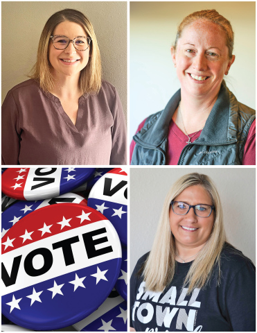Clockwise from top left are the three candidates running for Jerauld County Treasurer: Tara Peterson, Jessica Van Dyke and Lisa Younie. 